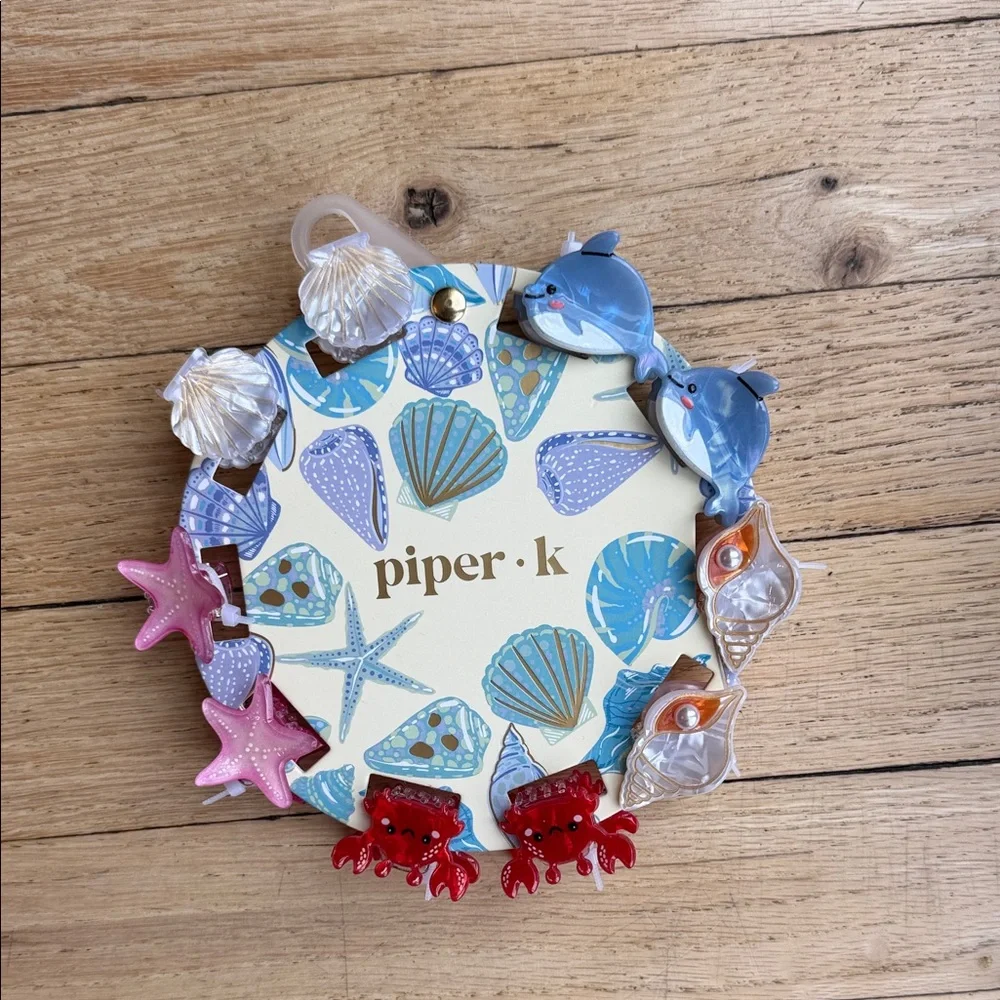 Piper K Coastal Hooks Set in Blue, Pink, Red and Cream